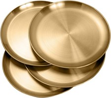 Stainless Steel Plates 304 Metal Gold Dinner Plates Unbreakable Dinner Dishes