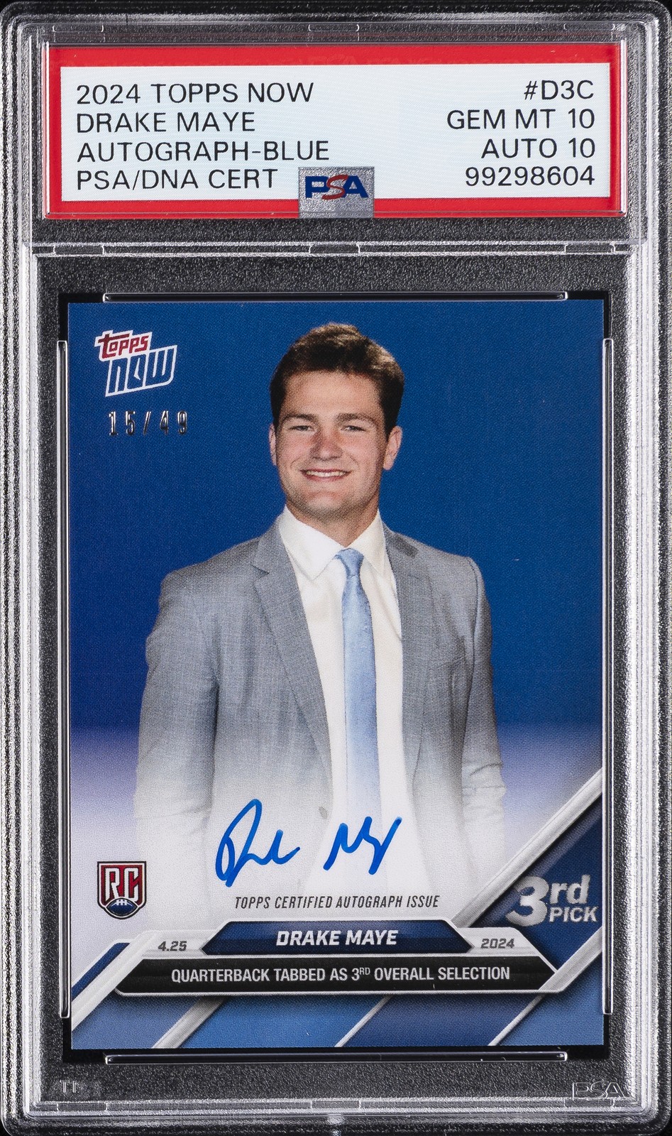 Drake Maye Topps Now #D3C Autograph-Blue