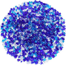 Sea Glass Stones - Blue Mixed Clear Glass Pebbles Gemstones - Perfect for Aquari