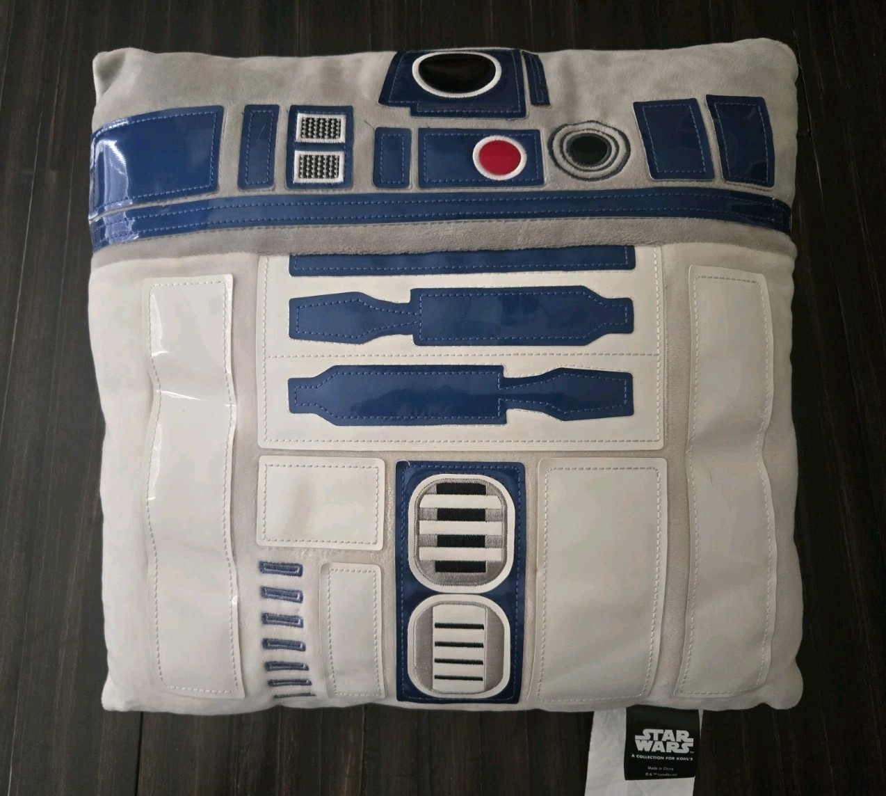 ALMOHADA CUADRADA STAR WARS "UNA COLLECTION FOR KOHL'S" R2-D2 15' NUEVA CON ETIQUETAS 2015