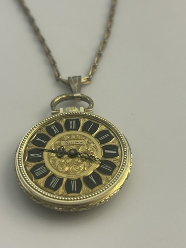 Vintage Bercona Gold Tone Necklace Watch ROMAN NUMERALS 24" (does NOT Work) - Picture 3 of 5
