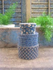 Stack of 3 Small Papier Mache Boxes Blue Calico