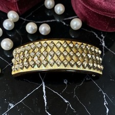 Vintage Celluloid Rhinestone Hair Barrette Faux Tortoiseshell Mother of Pearl