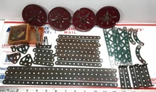 Vintage Meccano - Erector Set Type Parts - (38) pcs Lot - Original Wrench & Box