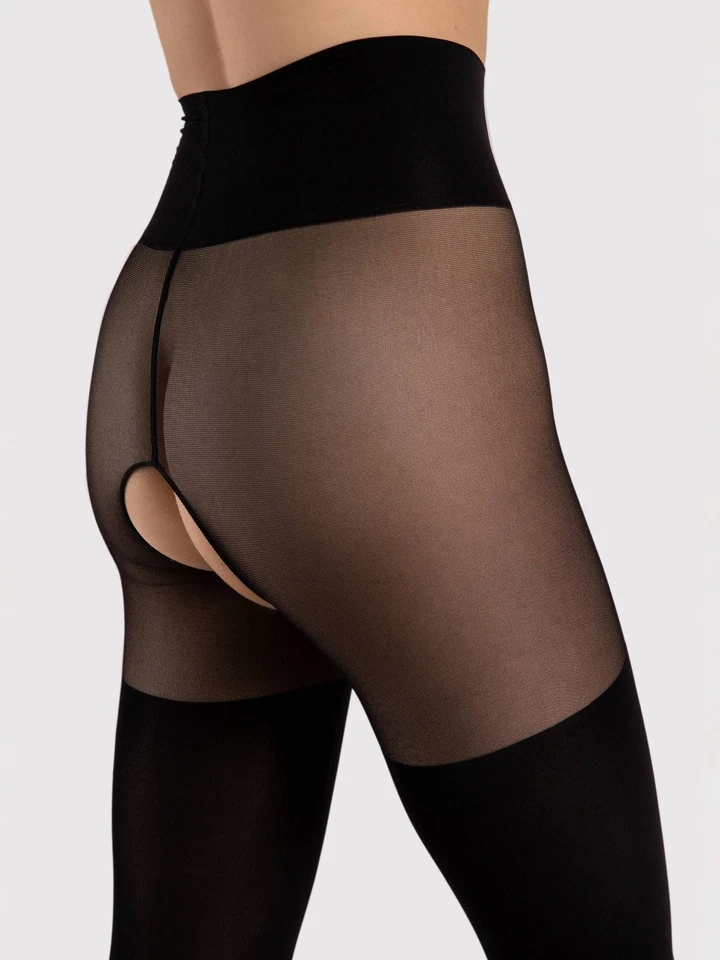 Fiore Twilight Ouvvert Strumpfhose Damen 40 DEN Schwarz S-XL Schritt offen Nylon - Bild 4 von 4