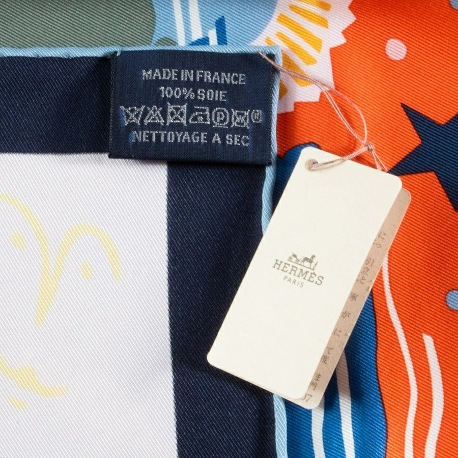 HERMES Carre 70 AU ROYAUME D'HELIOS Silk Scarf 2023AW Orange
