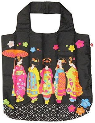 Matsumi Kogei Marusan Eco Bag Maiko Print Souvenir Bag 5,5cmx10,5cmx5cm Schwarz