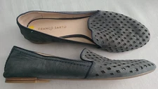 Franco Sarto Size 9 Gray Zerbino Loafer Slip On Round Toe Perforated Leather