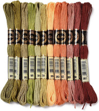 12 Skeins 105 Yards Embroidery Floss Thread Bulk Variegated Floss 6 Strands Gree