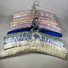 Lot of 12 Vintage Padded Hangers Satin/Silk Fabric Padded Lingerie Hangers