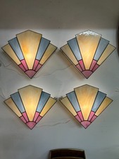 4 x Art Deco Stained Glass Wall Light Covers