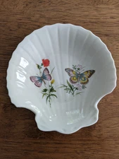 VTG Takahashi San Francisco Shell Shaped Porcelain Butterfly Trinket Soap Dish