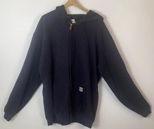 Carhartt FR Hoodie Mens XLT Navy Flame Resistant Full Zip Work 2012 Edition-FLAW