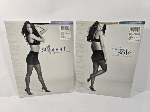 2 New Nordstrom Sexy Control Top Size C Stockings Black and Beige styles
