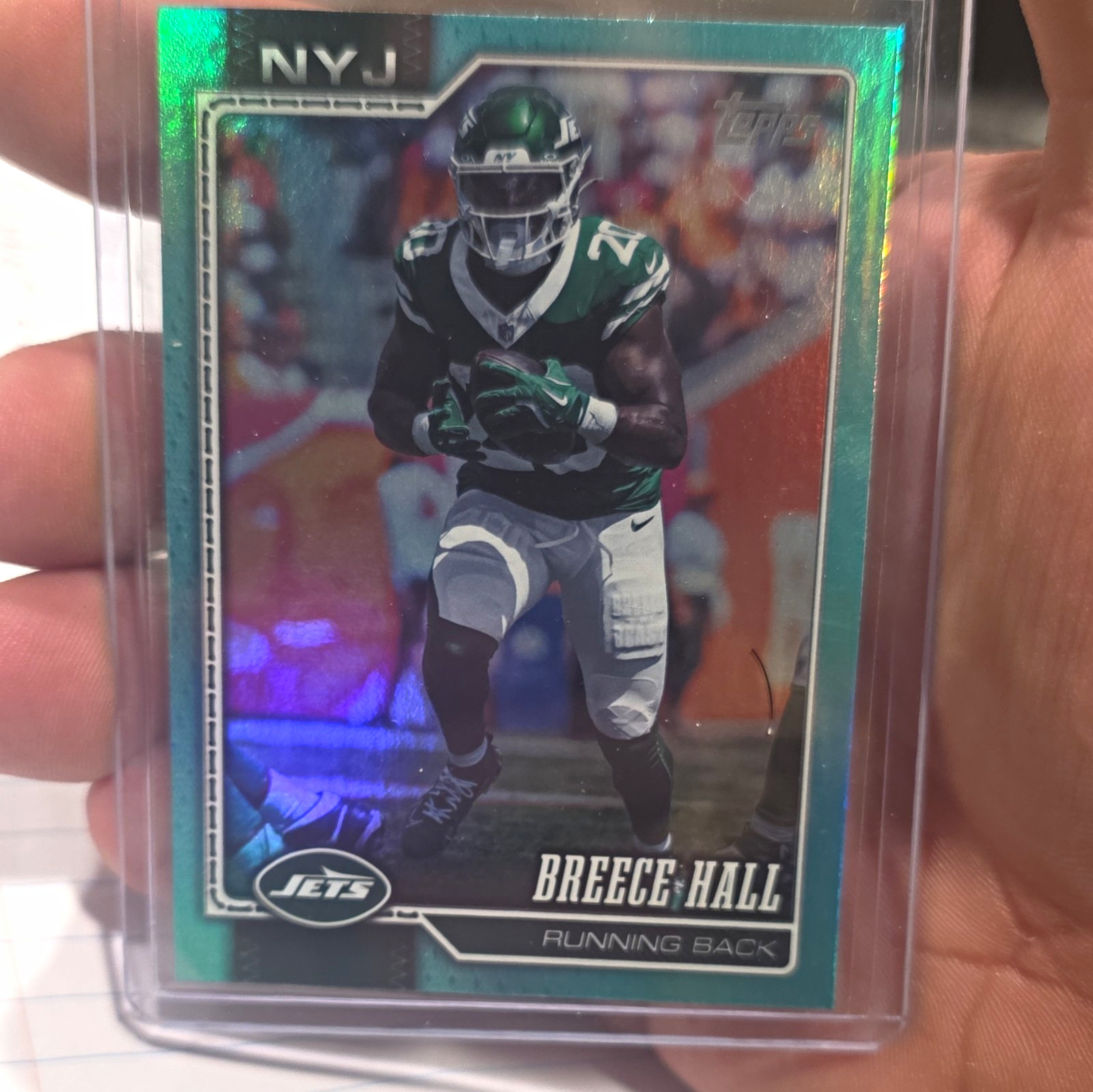 Topps 2026 Breece Hall New York Jets Green Foil Parallel #162