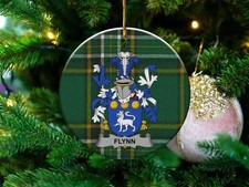 Flynn Irish Family Crest Ceramic Christmas Ornament