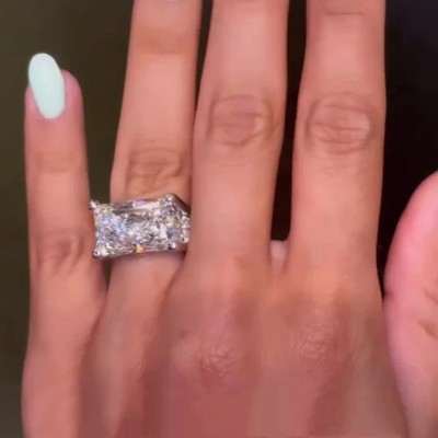 Gorgeous Engagement Ring 5 CT Radiant Cut Real White Moissanite 925 White Silver