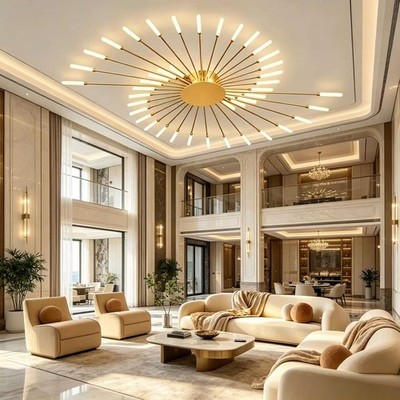  Modern Esszimmer Wohnzimmer Gold Kronleuchter 42 Köpfe Flush Mount LED