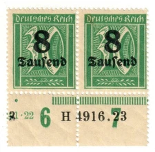 German Reich 1923 Mi 278Y HAN Pair ** VERY RARE with Attest