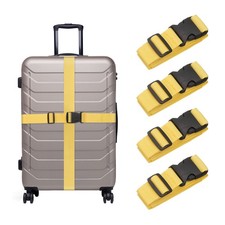 4 Pcs Luggage Straps for Suitcases, Adjustable Luggage Connector, Yellow