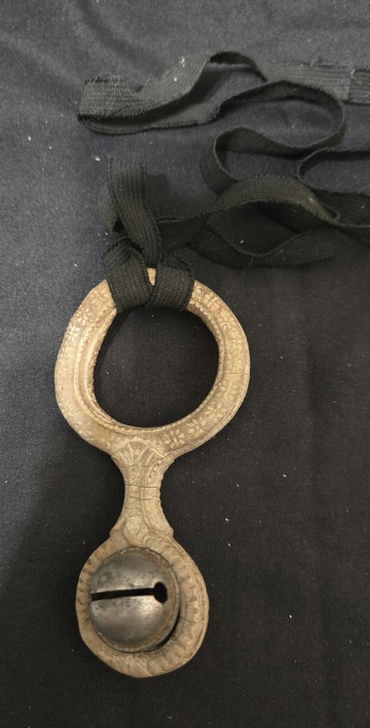 ANTIQUE Baby Rattle on original Ribbon Very Unique