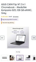 ASUS CM14 Flip 14 (128GB eMMC,MediaTek Kompanio 520 4GB RAM) 2 in 1 Chromebook 