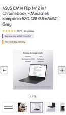 ASUS CM14 Flip 14" (128GB eMMC,MediaTek Kompanio 520 4GB RAM) 2 in 1 Chromebook 
