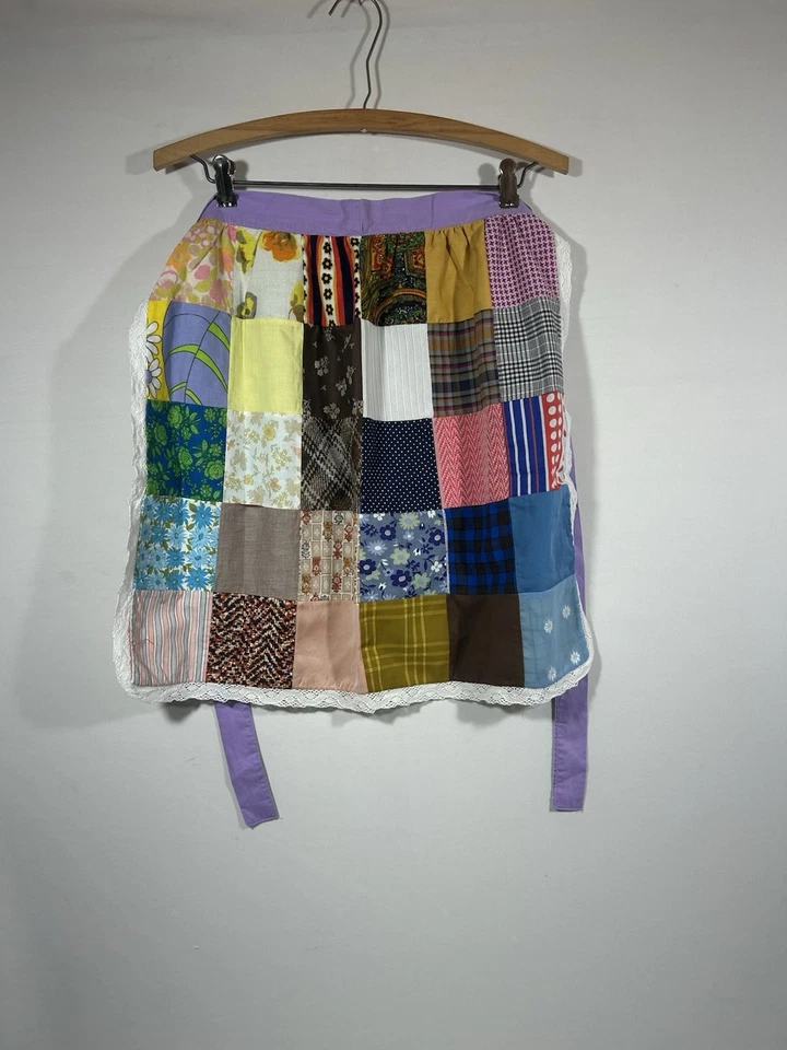 Delantal de cintura vintage de hasta 62"x19" mezcla de retazos tela acolchada núcleo de cabaña Foto 4 de 4