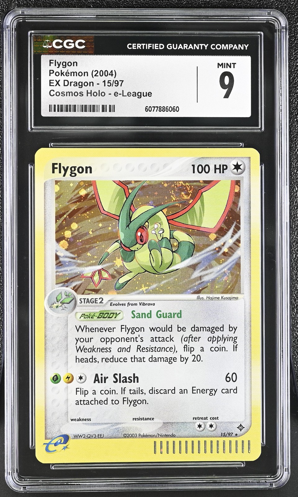 CGC 9 MINT Flygon 2004 EX Dragon 15/97 Cosmos Holo - e-League SWIRL Pokemon Card
