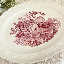 Vintage Red & White English Abbey 11.5  Oval ...
