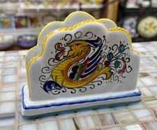 Servilletero de cerámica Deruta Raffaellesco hecho/pintado a mano en Italia