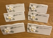 Vintage Place Card Holders- Shafford Porcelain 3D Floral Design - 6 Pcs w/Box