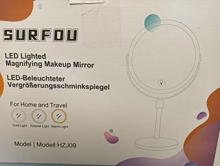 SURFOU 8 Zoll Kosmetikspiegel mit Beleuchtung 10X/1X Vergrößerungsspiegel Doppe
