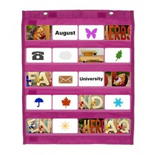 Magnetic Pocket Chart, Small Pocket Chart for Classroom Hanging, Plum Red
