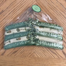 Padded Hangers Once Upon A Rose Satin 5 Piece Set Green Beige Pineapple Palms
