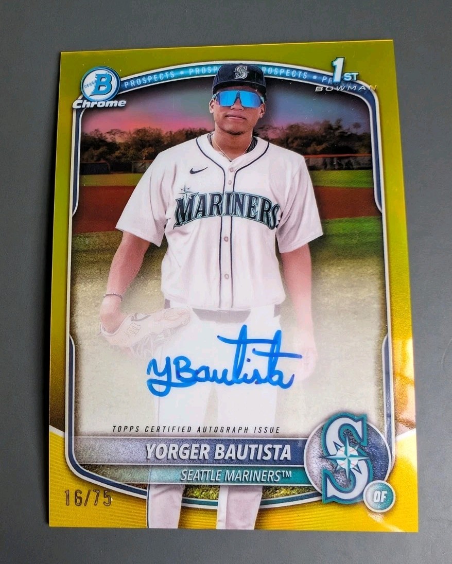 2025 Bowman Chrome Yorger Bautista 1st Bowman Auto #CPA-YB Yellow Refractor /75