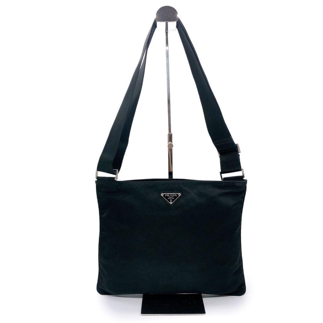 PRADA Sacoche Shoulder Bag Compact  Missing Zipper Black Nylon From Japan