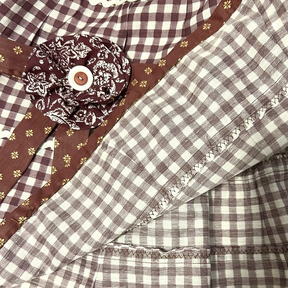 Falda Giratoria Niñas, Talla 8-10, Falda Completa Elástica con Lazo de Guinga y Roseta Foto 3 de 4