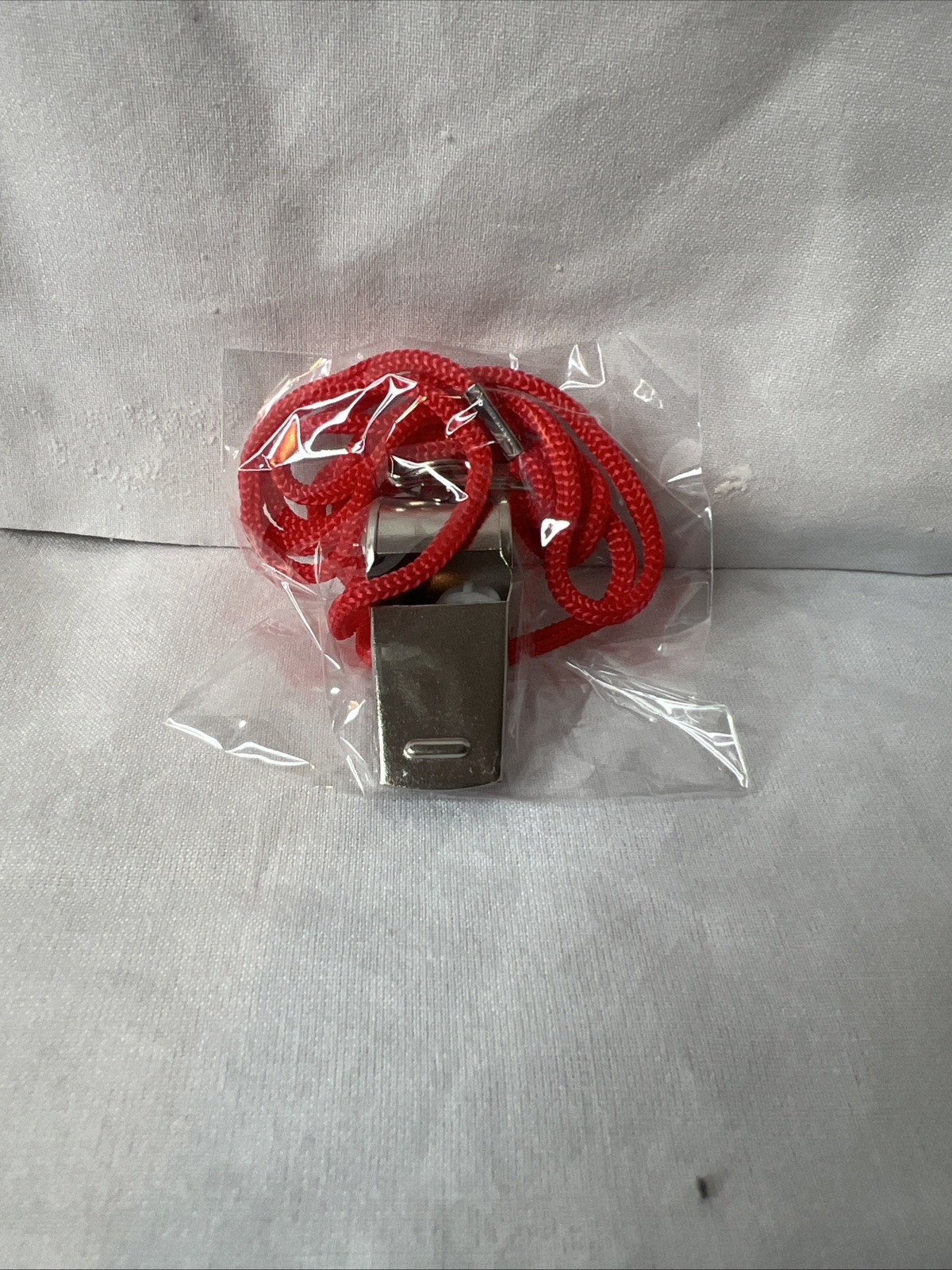 Solid Metal Referee Whistle With Red Lanyard Coach Whistle For Sports Games