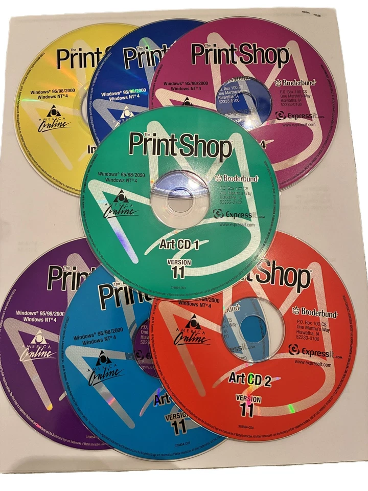 Print Shop Version 11 CD 7 CDs Set Windows 95 98 2000  FREE SHIPPING - Image 2 of 3