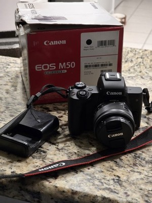Canon EOS M50 Mirrorless 24.1MP Black w/ EF-M 15-45mm f/3.5-6.3