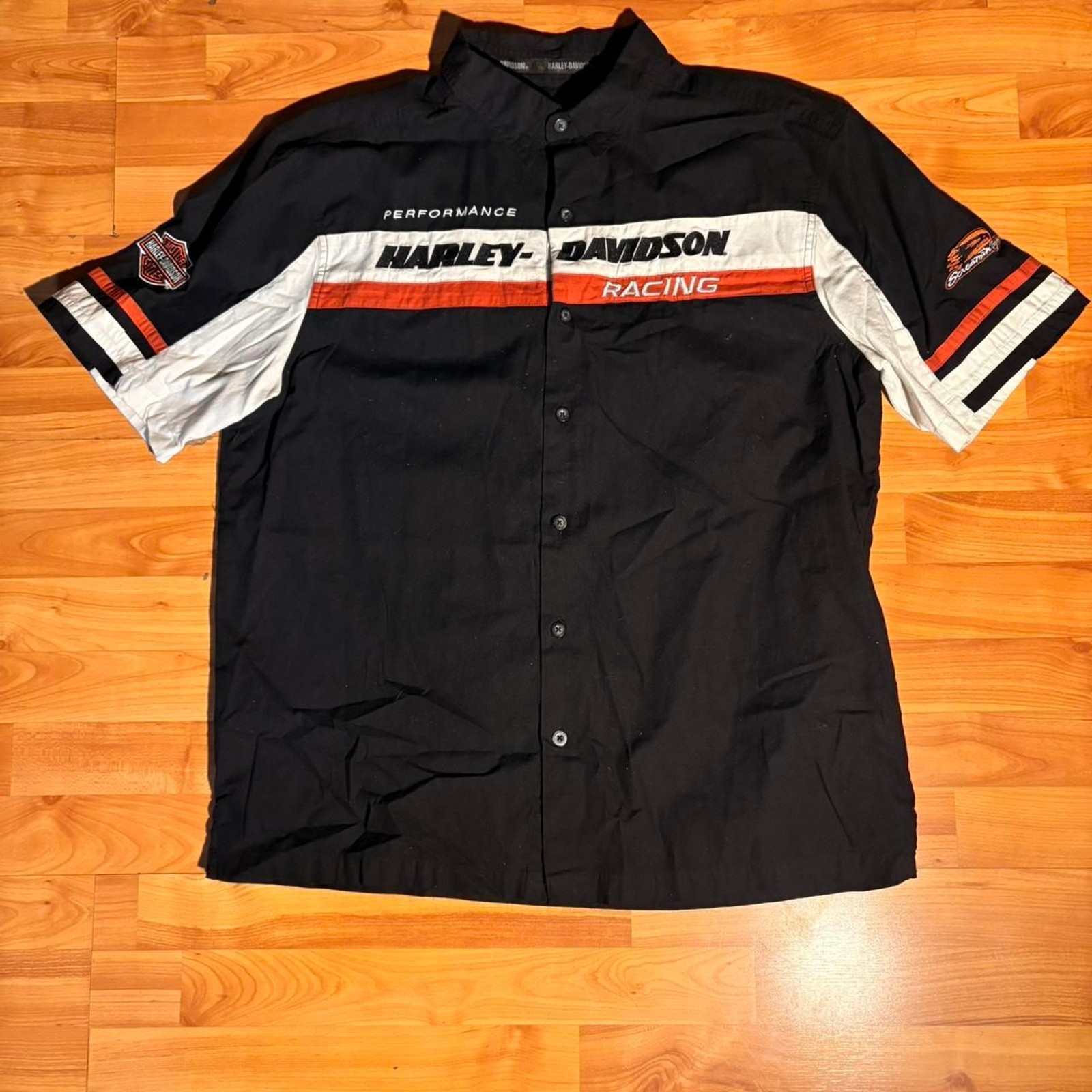 Harley Davidson Black Button Up Shirt Size XL Biker Rock Style Casual Wear