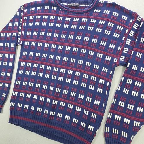 Vintage Puritan Pullover XL Blau Rot Weiß Grampa Cosby Made In USA Baumwolle - Bild 4 von 10