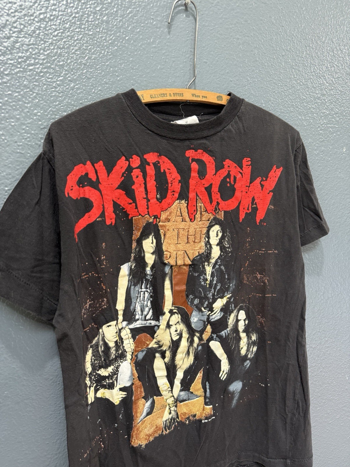 FILA Maglietta Vintage 1991 Skid Row Euro Tour Band Nera Taglia Large CGI