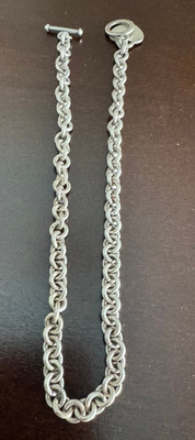 SCHWERES STERLINGSILBER 925 16 ZOLL HALSKETTE GLIEDERSTIL KNEBELVERSCHLUSS MIT HERZ