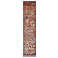2'10"x18'2" Red Aryana Grade All Over Design Hand Knotted Wool Runner Rug 21179