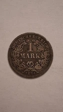 1881 German 1 Mark D 90% Silver Key Date Wilhelm