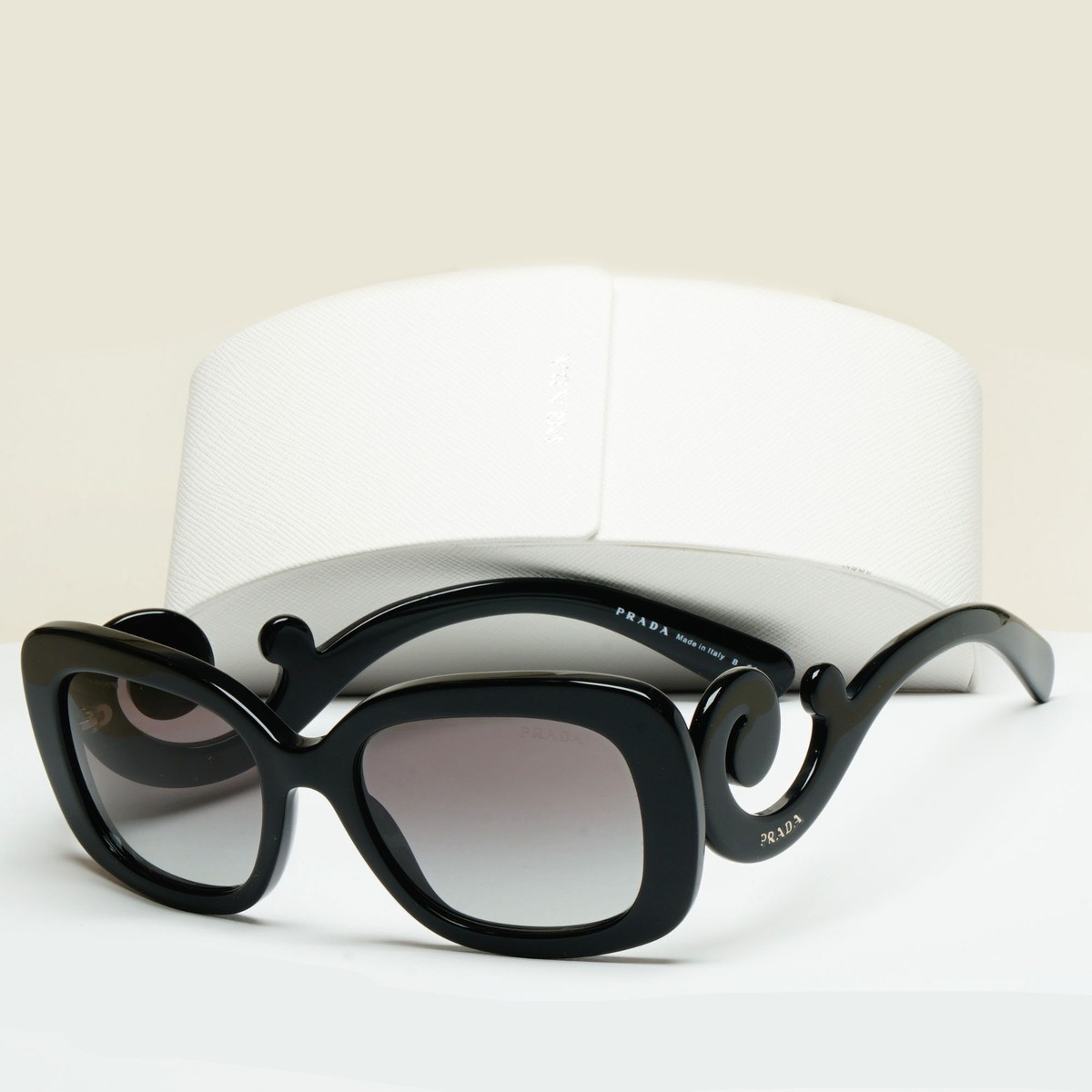 Prada Sunglasses Baroque Swirl Black Grey Square PR27OS SPR 27O