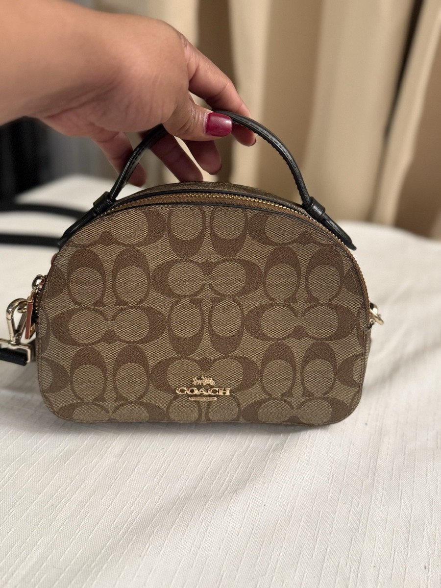 Coach Serena Signature Crossbody Khaki Canvas Handbag Small w