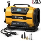 12V DC 120V AC Tire Inflator Fast Inflation LED Light Air Compressor Cars Bikes